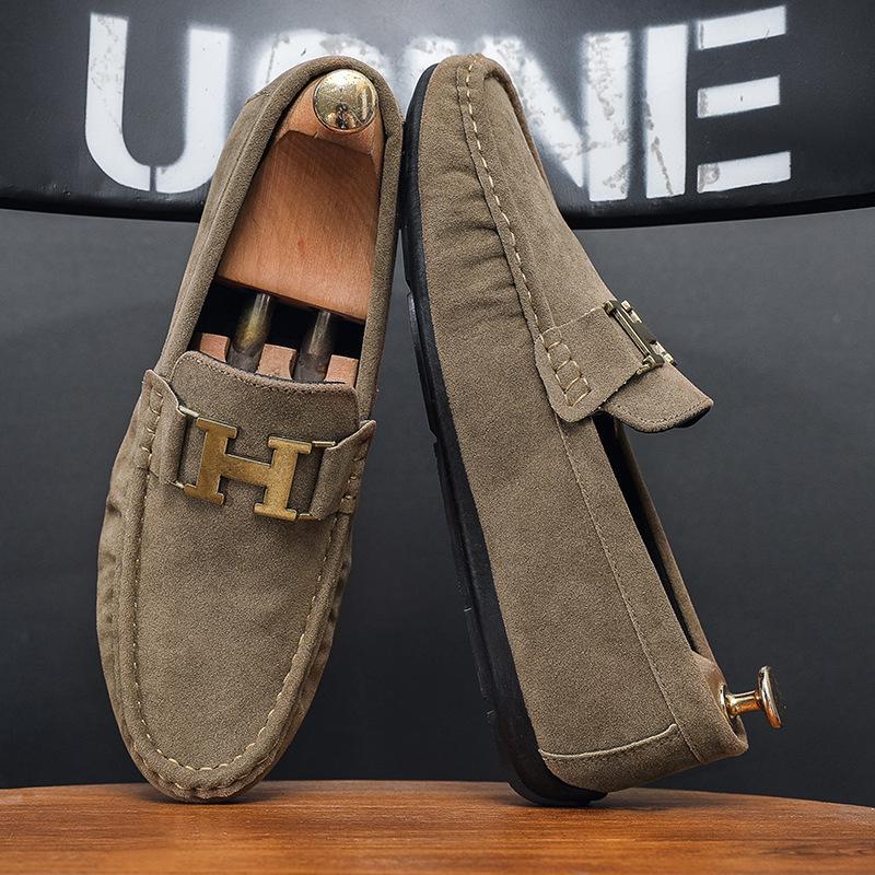 Doudou Shoes Men's Autumn Versatile Men's Casual Leather Shoes Men's Lazy One-pedal Driving Soft-soled Shoes Men