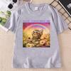 Retro Rage Consumes Me T Shirt Funny Kitten Graphic Tees Rainbow Cat Tee Unisex Casual Round Neck Printed Tees