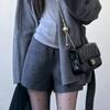 Женские черные шерстяные укороченные брюки А-силуэта с высокой талией, стройнящие, весна 2026