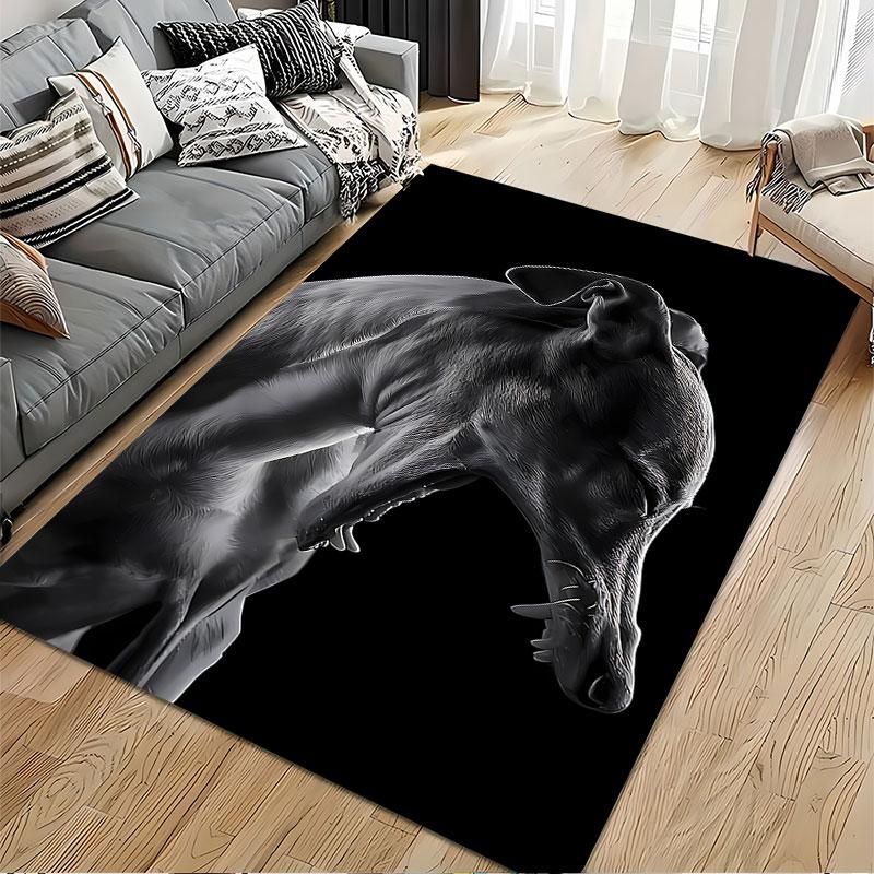 Greyhound Dog Art on Black suitable as a non-slip mat for the living room or bedroom sofa