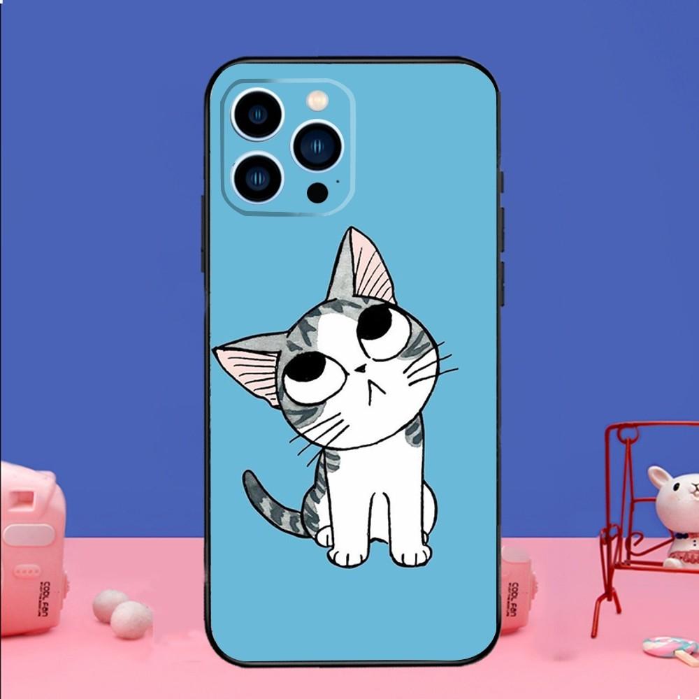 Чехол для телефона Chi Cat Sweet Home для iPhone 14,13,12 Mini 11 Pro XR,X,XS,MAX 6S,7,8 Plus Силиконовый чехол Мягкий черный