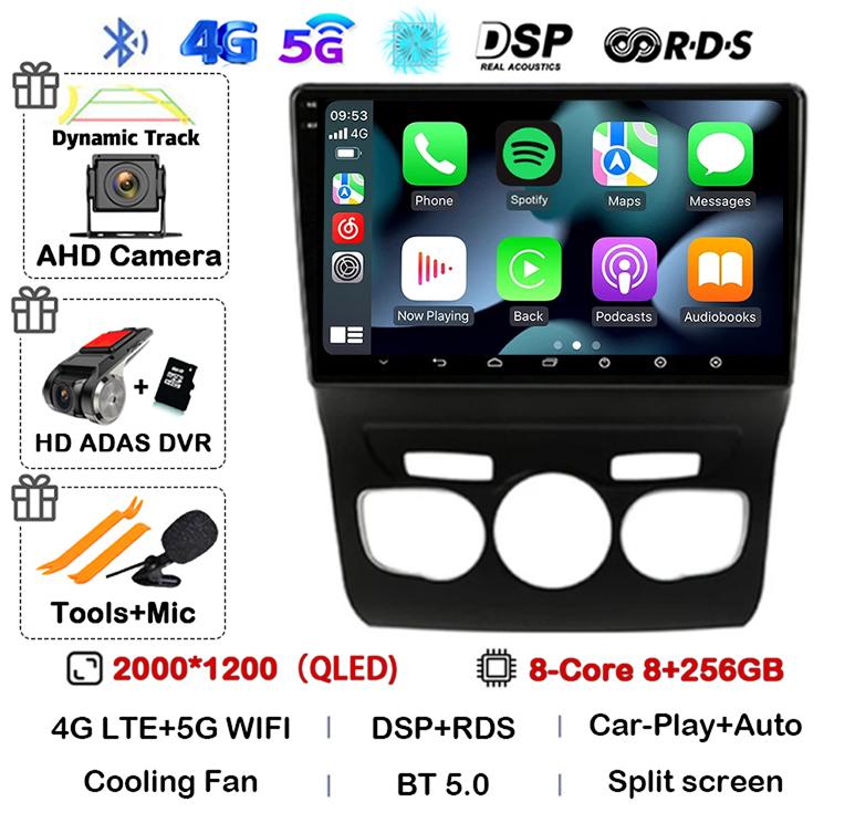 Android 14 CarPlay Auto For Citroen C4 C4L DS4 2013 2014 2015 2016 Car Radio Multimedia Video Player GPS 4G+WIFI 360 Camera DSP