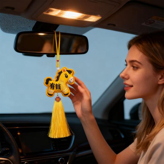 2026 Chinese New Year Horse Lucky Hanging Pendant Zodiac Animal Feng Shui Charm with Tassel/Bell for Spring Festival Wedding Party Car Tree Decor