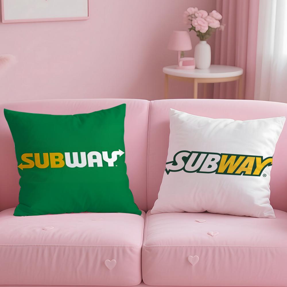 classic restaurant brand Subway Cushion Cover Soft  EasyWash Pillow Case  Versatile for Couch Bed Travel and Office