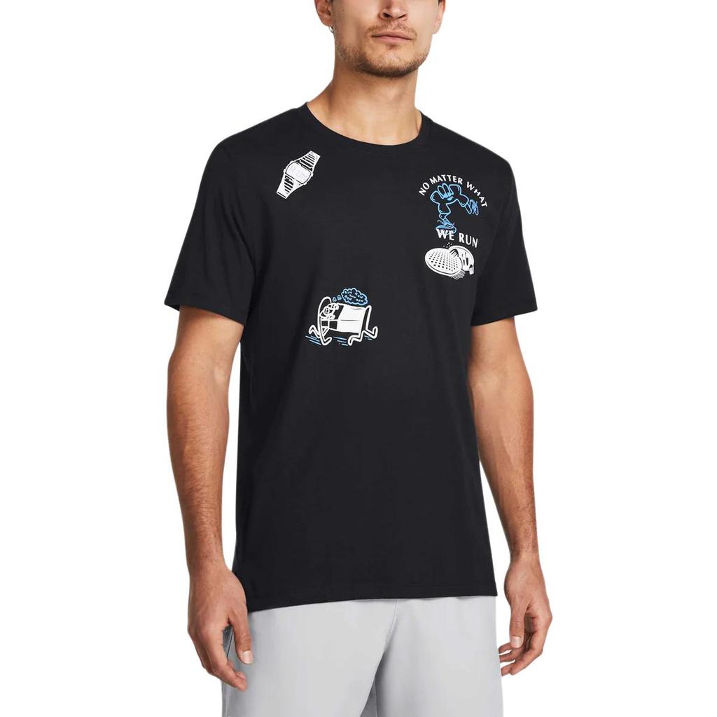 Under Armour Футболка с коротким рукавом и мультяшным принтом, повседневная, с круглым вырезом, мужская, черная 1383414-001