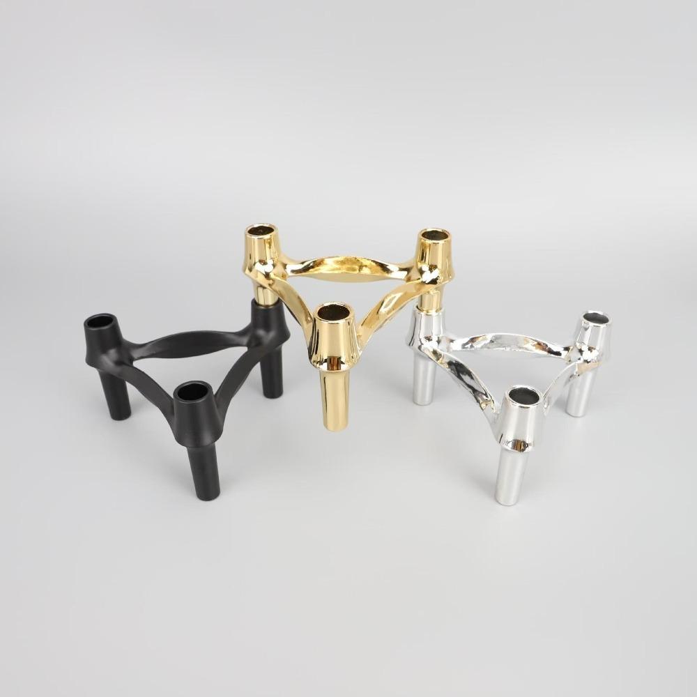 New Metal Molecular Structure Candle Holder Nordic Silver Home Decore Candelabra Candle Stand Gift