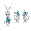 Crystal Cat 3pcs Shaped Necklace Earrings Jewelry Set  Gift Teen Girls Women For