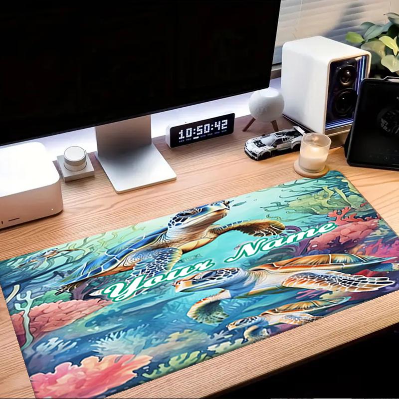 1PC Custom Name Ocean Turtles Adventure Mouse pad, keyboard and mouse desk pad, for computer notebook Birthday Gift For Any Room Or Office