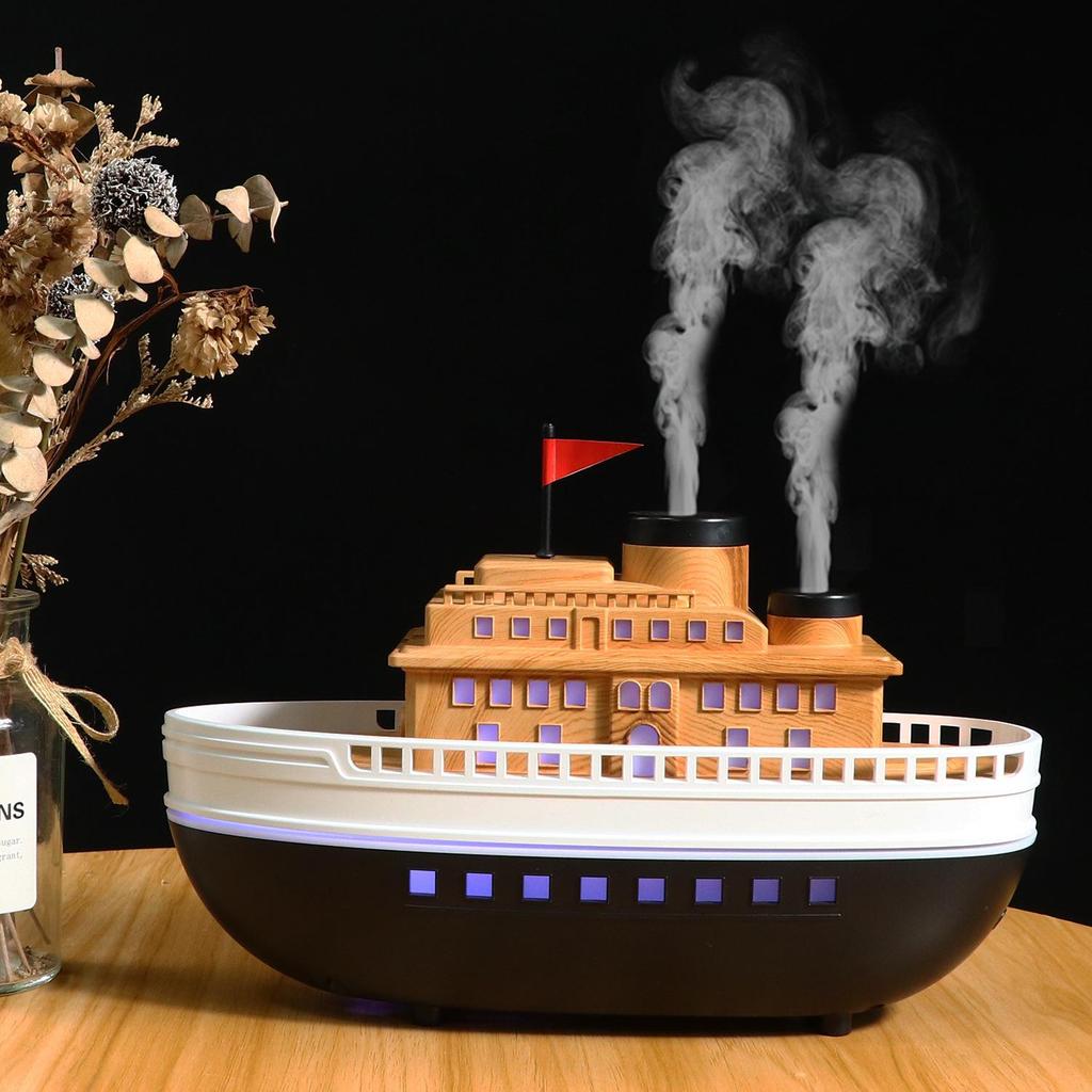 USB Aroma Diffuser: Ultrasonic Ship Design Humidifier with Essential Oil Function