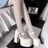Punk Gothic High Heels Pumps Women 2024 Chunky Platform Mary Jane Lolita Shoes Woman Square Heels Patent Leather Cosplay Shoes