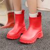 New Rain Shoes Women's Fashion Outer Wear Platform Rain Boots Short Women's Waterproof and Non-slip Water Shoes In Rainy Days