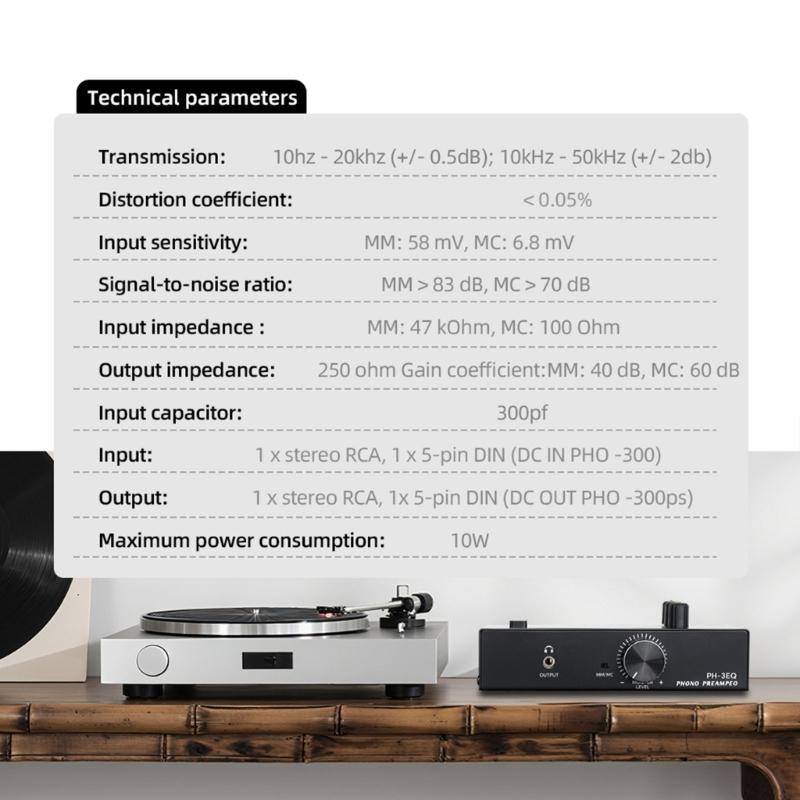 Предварительный усилитель для MM MC проигрывателей High Fidelity, с балансными входами и выходами XLR и настраиваемыми регуляторами низких, средних и высоких частот