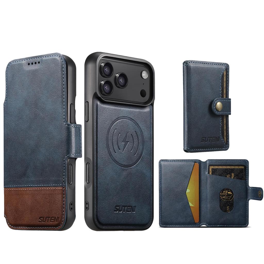 iPhone 17 Pro Max Leather Flip Case: Card Slot, Magnetic, Wireless Charging Stand