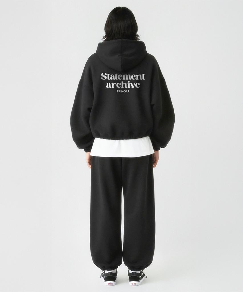 PRINOAR [Fleece Line Option] Statement String Single-Pleat Wide Pants - Black