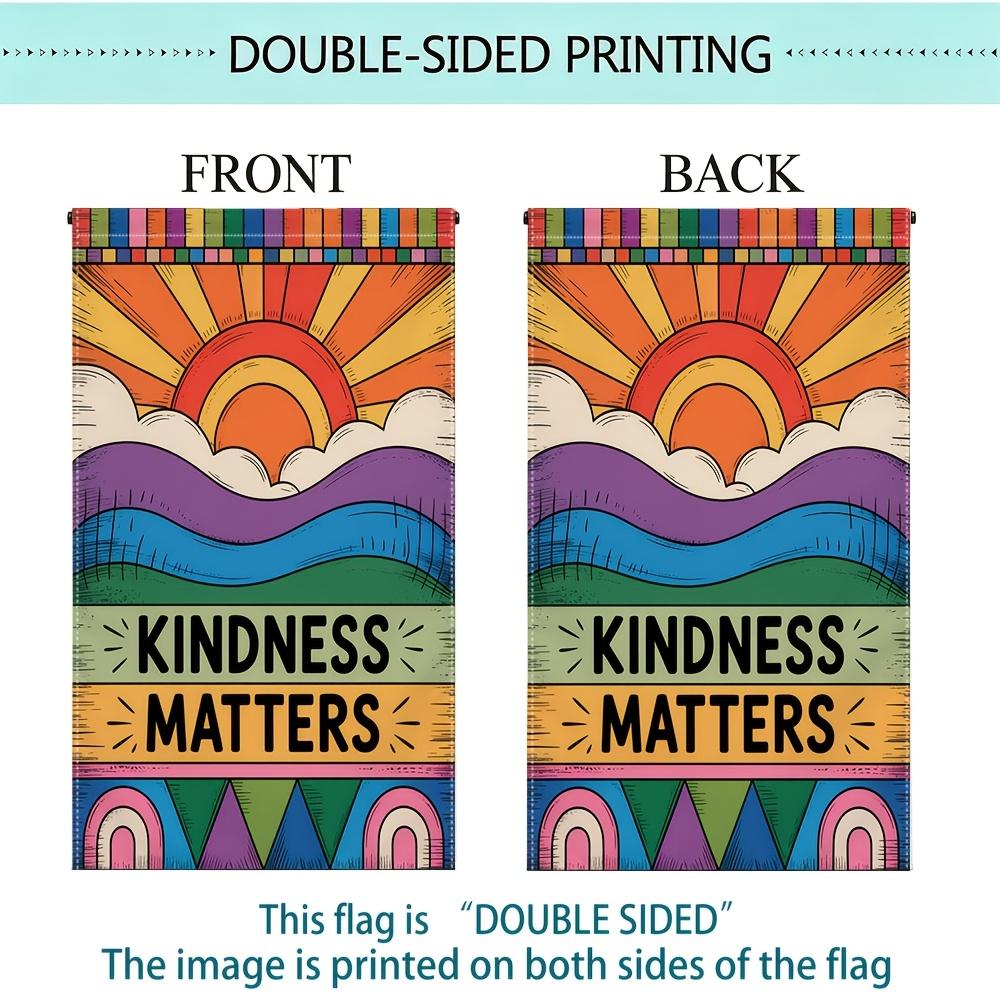 1pc Rainbow Kindness Slogan Garden Flag - 30.48x45.72 cm, Outdoor Yard Decor