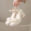 Sandals Women's Popular Summer Fairy Style High Heels Thick-soled Square-toe Block-heeled Sandals Women's Straight Strap Fairy Shoes