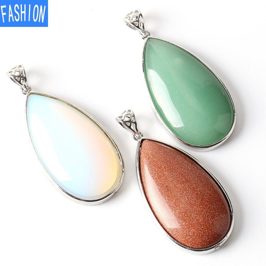 Большой кулон с каплей воды, женский натуральный камень, аметист, порошок, кристалл, лазурит, кулон, простой стиль