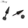 Alisouy 2pcs Unisex Gothic Punk Stainless Steel Cone Spike Rivets Dumbbell Barbell Piercing Men Women Screw Ear Stud Earrings