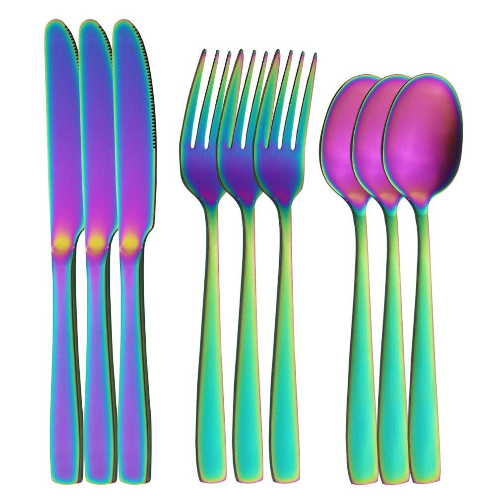 9pcs/3set Gold Dinnerware Stainless Steel Cutlery Set Dinner Knives Fork Spoons Sliverware Kitchen Tableware Set