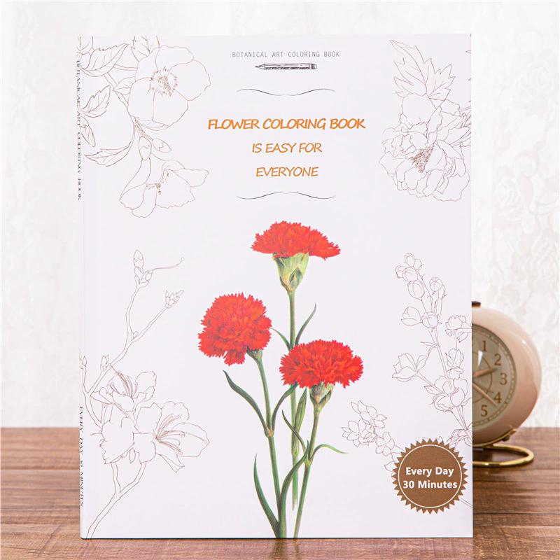 WTEMPO Книжка-раскраска с цветами для взрослых и подростков Высококачественная бумага Художественный цветочный дизайн с изысканными узорами Книжки-раскраски для снятия стресса своими руками
