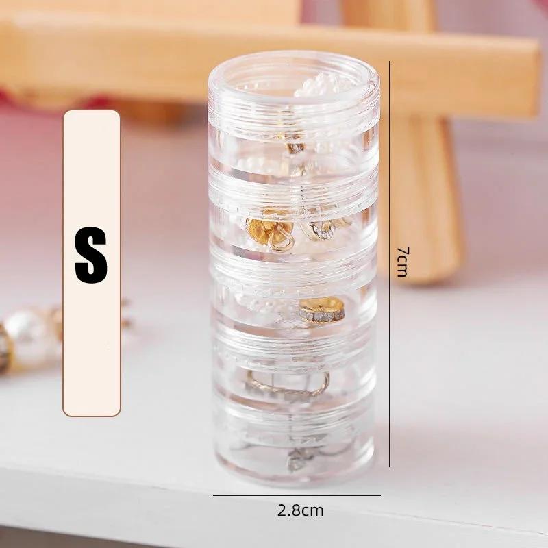 5 Layer Stackable Bead Containers Small Item Plastic Round Clear Storage Jar Box Bead Storage Jars for Diamond Drills Seed Beads