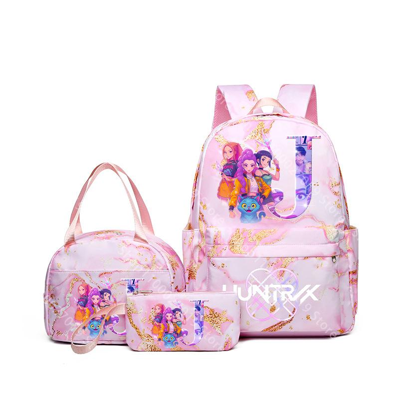 3pcs/set KPop Demon Hunters Girls Schoolbag Lunch Bag PencilCase Student Cartoon Backpack Bento Pouch Pen Bags School Supplies Gift