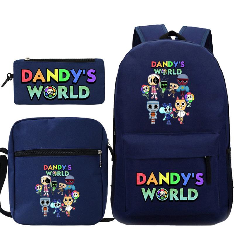 Dandy'S World Printed Fashion Children'S Pencil Case Messenger Bag Three-Piece Set Primary And Secondary School Bag