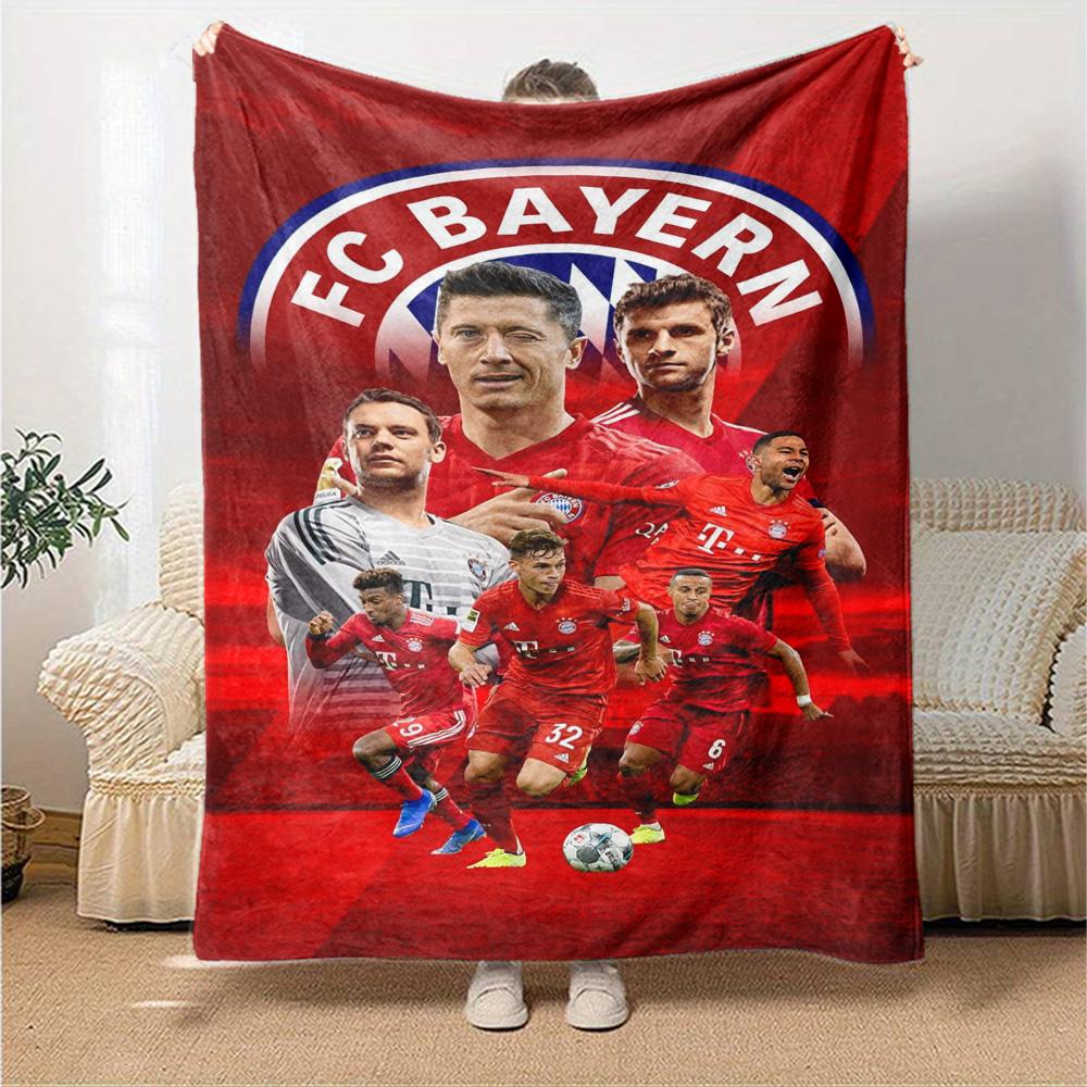 Bayern Munich Football Team Players Collage Print Flannel Blanket Soccer Fan Throw Blanket Soft Cozy Home Sofa Bed Decor for Football Supporters