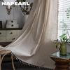 1 шт. NAPEARL, бежевая хлопково-льняная тюльовая пряжа, занавеска, современная однотонная 40% полузатеняющая оконная драпировка для гостиной, спальни, домашний декор