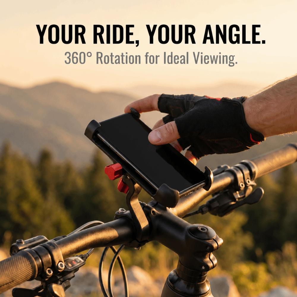 Aluminum Alloy Bike Phone Mount 360° Rotation Bike Phone Holder Bike Stem Phone Mount Road Bike