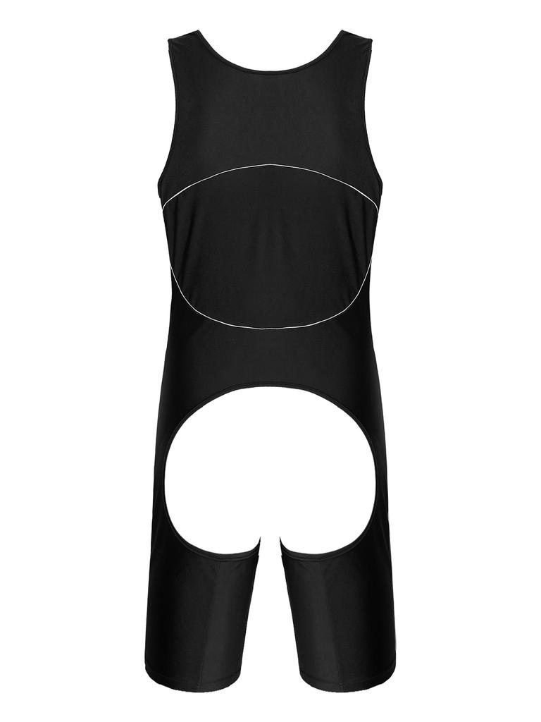 Мужской цельный боди с открытой промежностью, U-образный вырез, без рукавов, комбинезон, color block, одежда для сна, одежда для отдыха