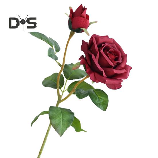 Искусственная роза со стеблем 2 головки Не увядает без полива Реквизит для свадебных фото Реалистичные многоразовые ветки искусственных цветов Товары для украшения дома