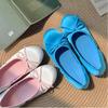 Fashion Candy Color Pink Silk Flat Shoes Woman Round Toe Bowtie Ballet Flats Sweet Ladies Bow Moccasins Women Slip On Loafers 2025