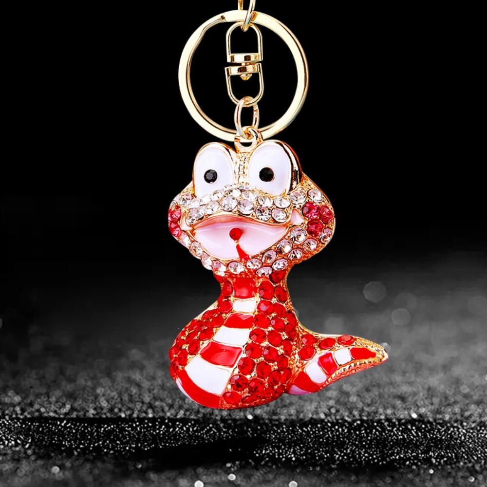 Fortune Rhinestone Snake Keychain Exquisite Women's Bag Pendant Cute Snake Lucky Pendant  Couple