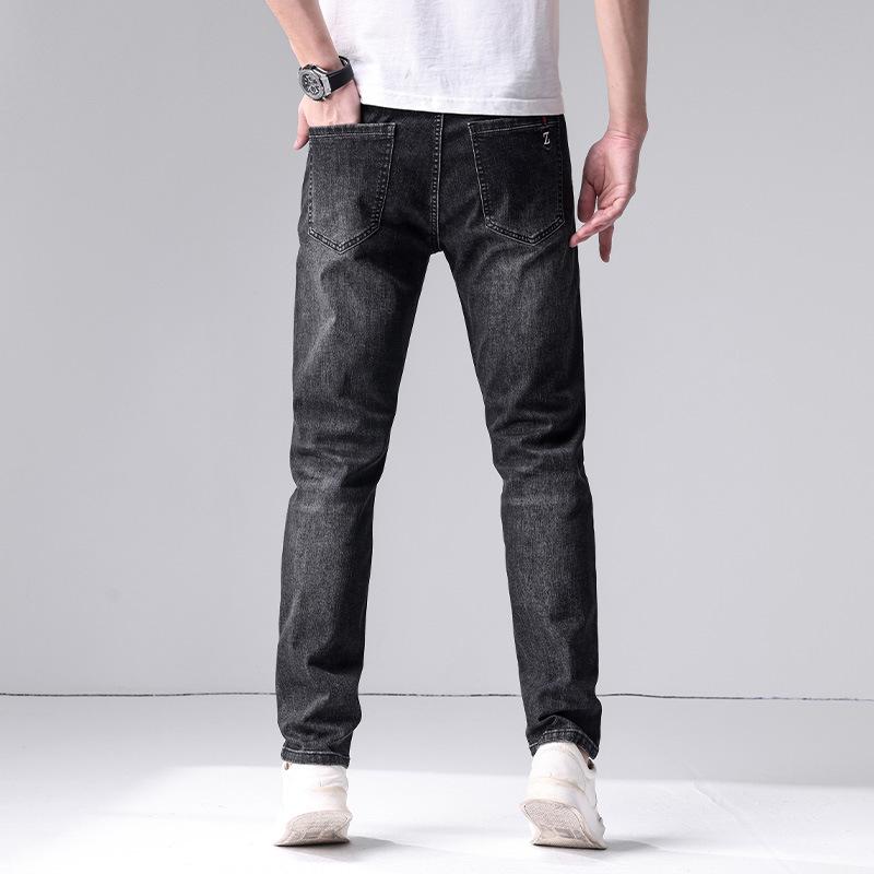Весенне-летние новые мужские джинсы и брюки из чистого хлопка, облегающие, прямые, стрейч, мужские
