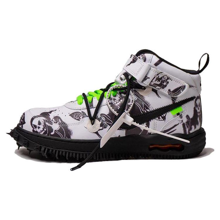 Off-White x Nike Air Force 1 Mid SP Кожаные Кроссовки Мужские Grim Reaper Черные DR0500-102