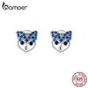 Женские серьги-гвоздики BAMOER из стерлингового серебра 925 пробы с игривым хаски, модные украшения
