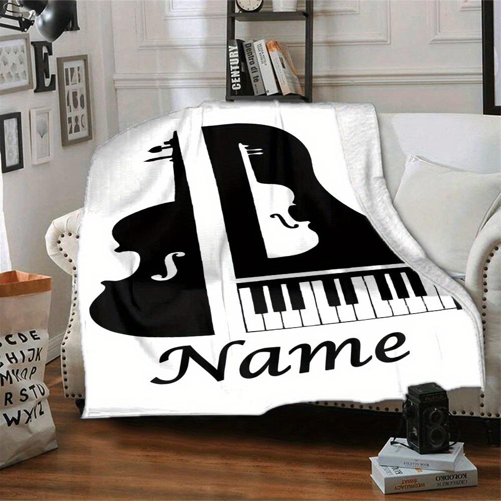 Music Theme Home Customize Your Name Blankets Comfortable Soft Lightweight Allseason Multipurpose Blanket For Picnics Sofas Offices Beds Living Rooms