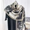 Шарф камелия модный универсальный контрастных цветов черный и белый пряжа для кондиционированного помещения теплая шаль дорожная солнцезащитная