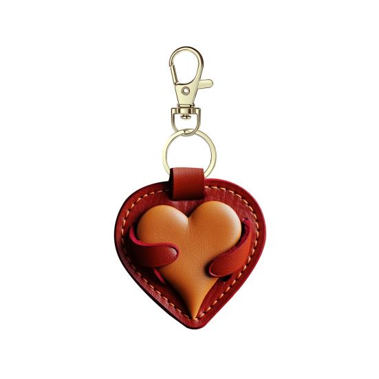 Handmade Faux Leather Heart Keychain Good Luck Decorative Love Charm Keyring Bags Backpacks Cars Accessories
