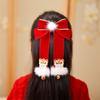 Tassel Red Bow Hair Clip Lion Embroidered Bow Headwear Children's Chinese Hairpin  Decoration