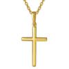 Простой кулон-крест с покрытием из чистого золота в серебре 925 пробы [Синдзюку Кура] (с цепочкой) (Золото 24K)
