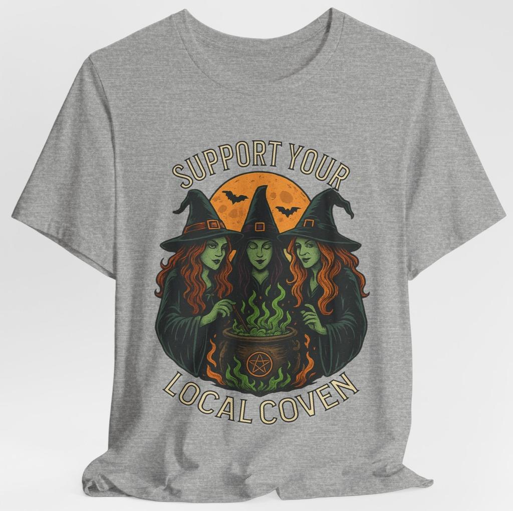 Support Your Local Coven Witches Cauldron Halloween T-Shirt Spooky Gothic