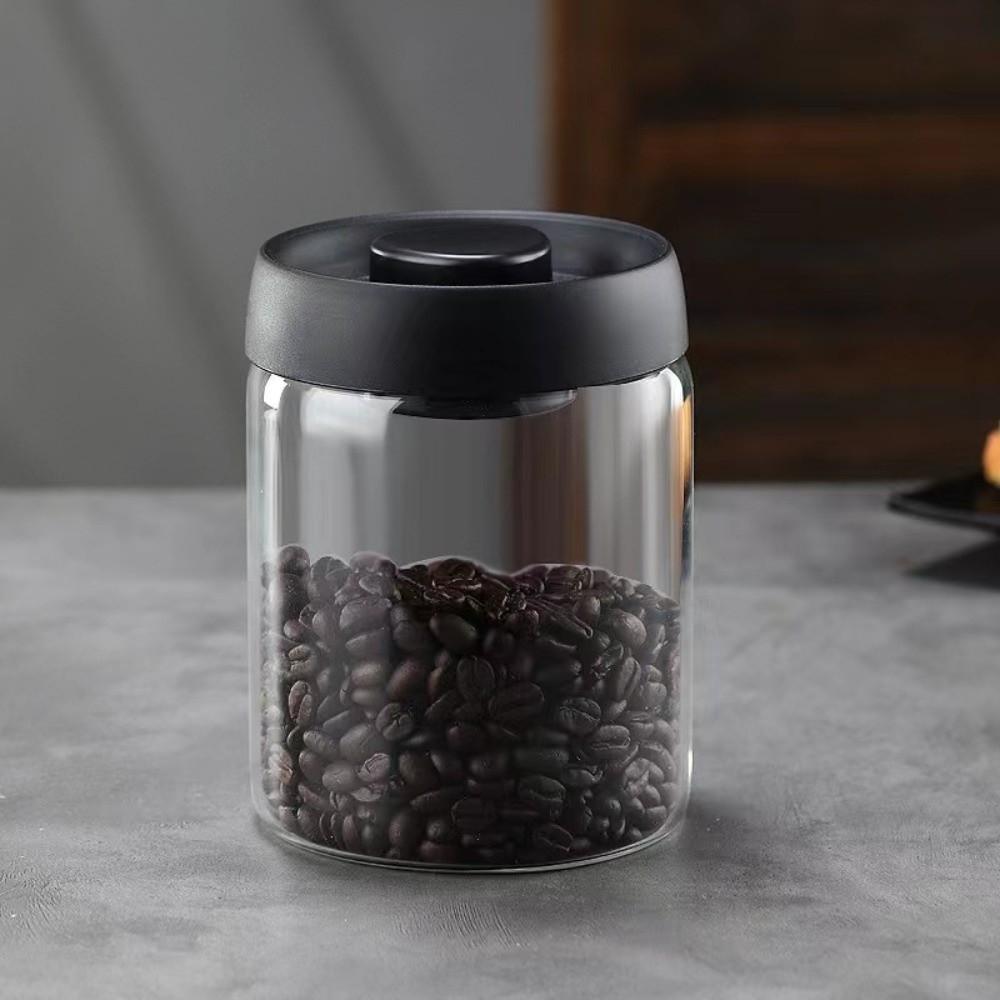 Press Type Coffee Bean Storage Jar Manual Glass Coffee Jar Vacuum Sealed Jar  Home Use