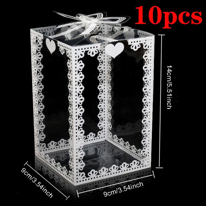 10/20 шт. Прозрачная подарочная коробка ПВХ Пластиковая прозрачная упаковочная коробка для свадьбы, детского душа, вечеринки, подарка, шоколада, конфет, торта B