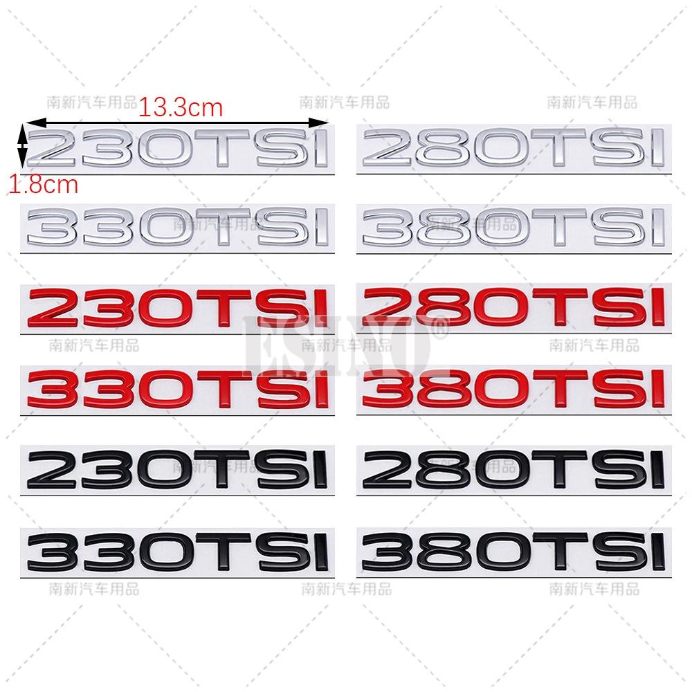AABIO1 New Styling 3D 230 280 330 380 TSI Metal Alloy Adhesive Emblem Rear Trunk Badge Fender Sticker Car Body Decal for Volkswagen