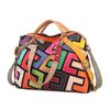 Women's Leather Crossbody Bag with Geometric Pattern  Riveted Bag  Shoulder Bag  Colorful Patchwork