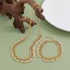 GEMCHIC Women's Luxury Gold Glass Pearl Necklace and Bracelet Set Geometric Mesh Choker Jewelry