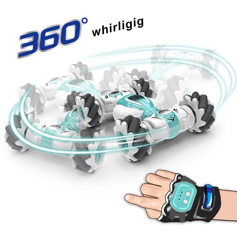 2.4Ghz Remote Control Car 4WD Watch Gesture Sensing Control RC Stunt Car with LED Light Music Effect Children's Toy