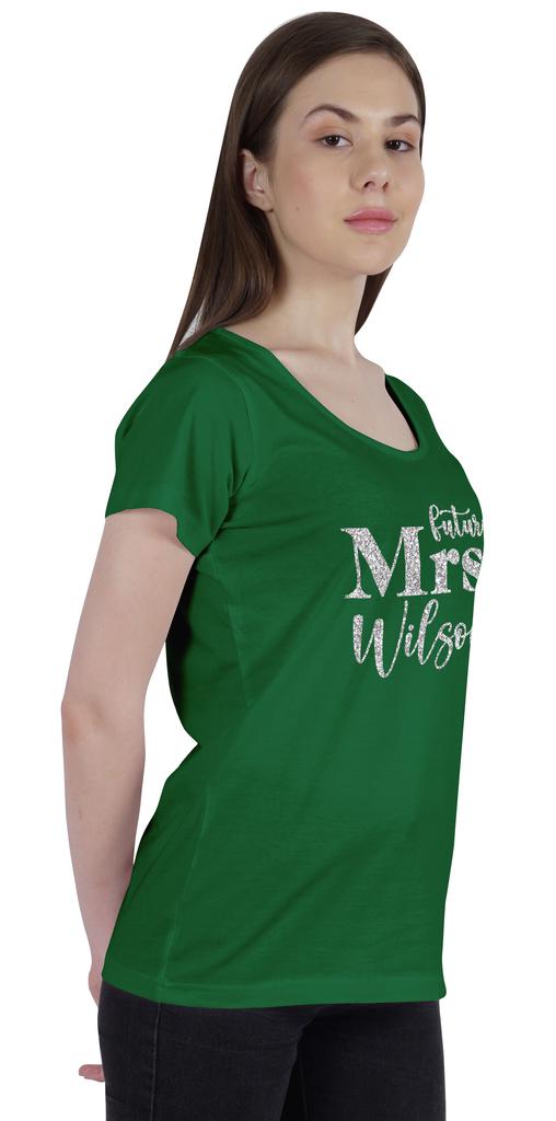 Inkdotpot Персонализированная женская футболка с надписью «Будущая миссис» на свадьбу